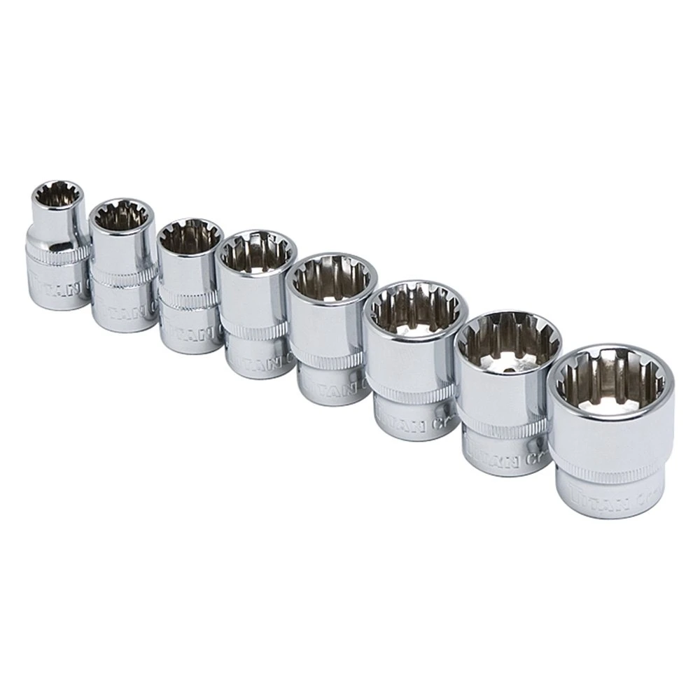 Titan Tools® - 3/8" Drive Spline Metric Deep Socket Set 8 Pieces 1 Titan Tools® - 3/8" Drive Spline Metric Deep Socket Set 8 Pieces