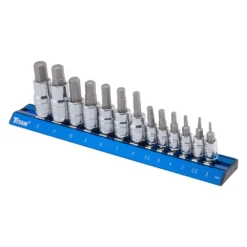 Titan Tools® - Mixed Drive Size Metric Hex Bit Socket Set 13 Pieces