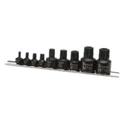 Titan Tools® - 1/4"-1/2" Drive Metric Triple Square Stubby Impact Bit Socket Set (9 Pieces)