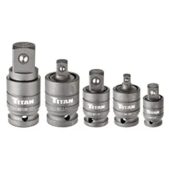 Titan Tools® - 3/8"-3/4" Drive Locking Pin-Free Friction Ball Impact U-Joint Adapter Set (5 Pieces)