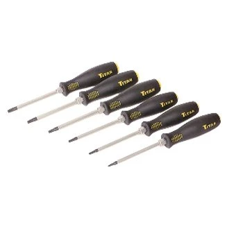Titan Tools® - 6-piece T10 To T30 Multi Material Handle Tamper Resistant Bolstered Torx Screwdriver Set 1 Titan Tools® - 6-piece T10 To T30 Multi Material Handle Tamper Resistant Bolstered Torx Screwdriver Set