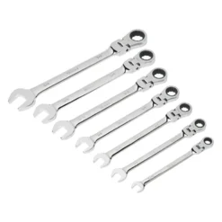 Titan Tools® - 7-piece 5/16" To 3/4" 12-Point Flexible Head 72-Teeth Ratcheting Combination Wrench Set
