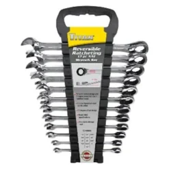 Titan Tools® - 13-piece 1/4" To 15/16 & 1" 12-Point Straight Head Reversible 72-Teeth Ratcheting Chrome Combination Wrench Set