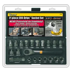 Titan Tools® - Exo-Drive™ Mixed Drive Size SAE/Metric Ratchet And Socket Set, 21 Pieces