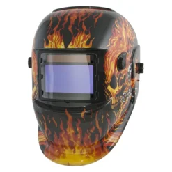 Titan Tools® 41266 - "Flaming Skulls" Print Solar Auto-Darkening Welding Helmet With Li-ion Back-up Batteries