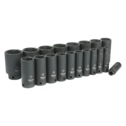 Titan Tools® - 1/2" Drive SAE 6-Point Deep Impact Socket Set (19 Pieces)
