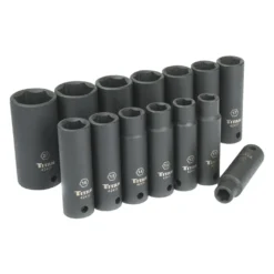 Titan Tools® - 1/2" Drive Metric 6-Point Deep Impact Socket Set (14 Pieces)