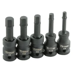 Titan Tools® - Torsion Core™ 1/2" Drive SAE Hex Impact Bit Socket Set (5 Pieces)