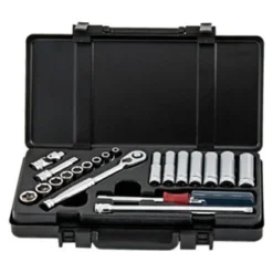 Titan Tools® - 1/4" Drive 6-Point Metric Ratchet And Socket Set, 21 Pieces