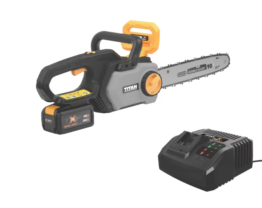 Titan TTT933CHN 36V 1 X 4.0Ah Li-Ion TXP Brushless Cordless 30cm Chainsaw 1 Titan TTT933CHN 36V 1 X 4.0Ah Li-Ion TXP Brushless Cordless 30cm Chainsaw